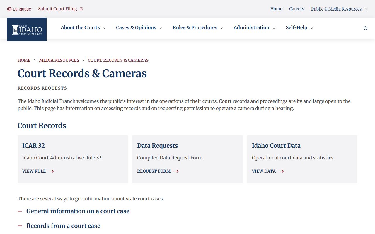Jefferson County court records Idaho court request pathways