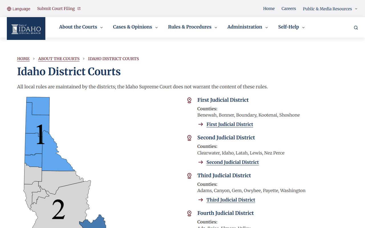 Jefferson County court records Idaho District Court structure