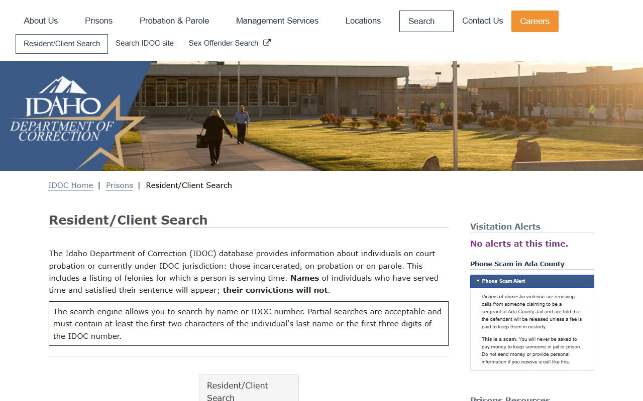 Jefferson County inmate records IDOC resident client search