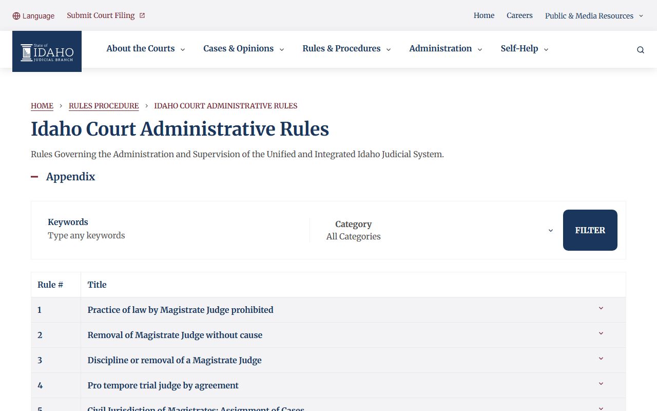 Jefferson County probate records Idaho Court Administrative Rule access