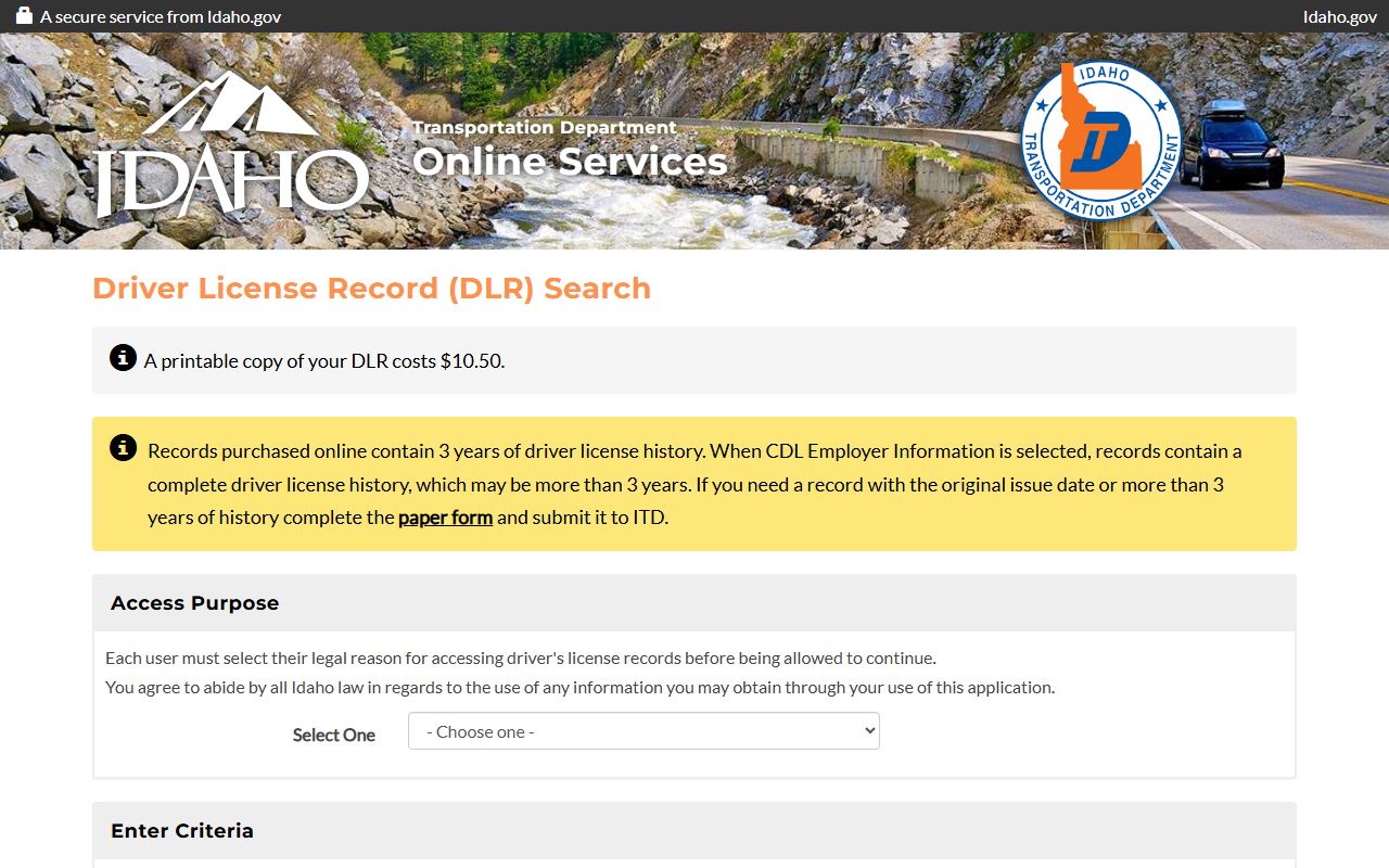 Jefferson County traffic court records Tyler Idaho driver record purchase