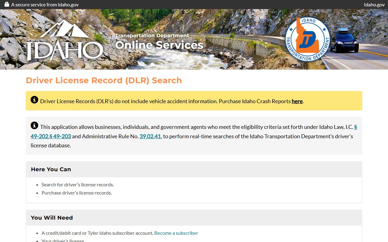 Jefferson County traffic court records Tyler Idaho DLR search