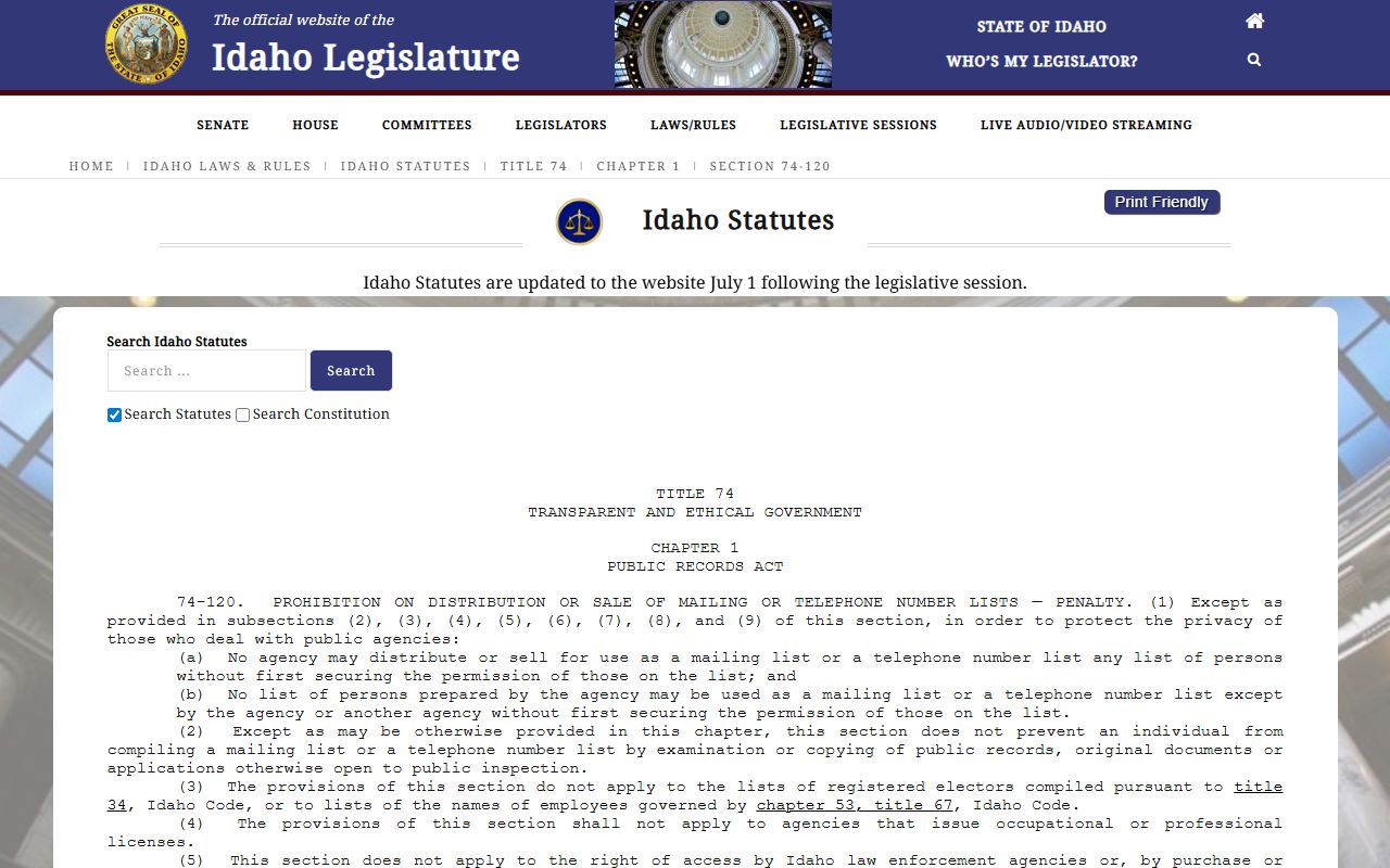 Jefferson County warrant records Idaho mailing list restriction