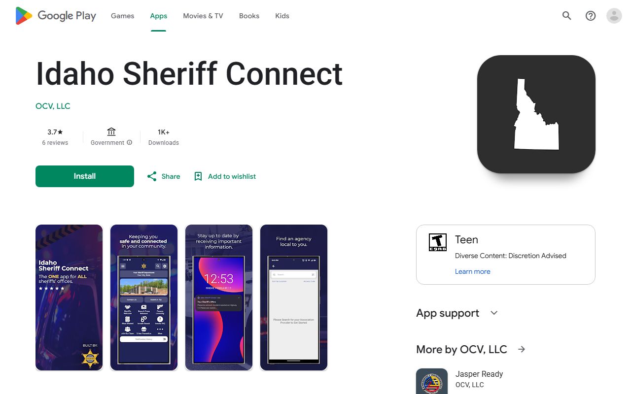 Jefferson County warrant records Idaho Sheriff Connect app listing